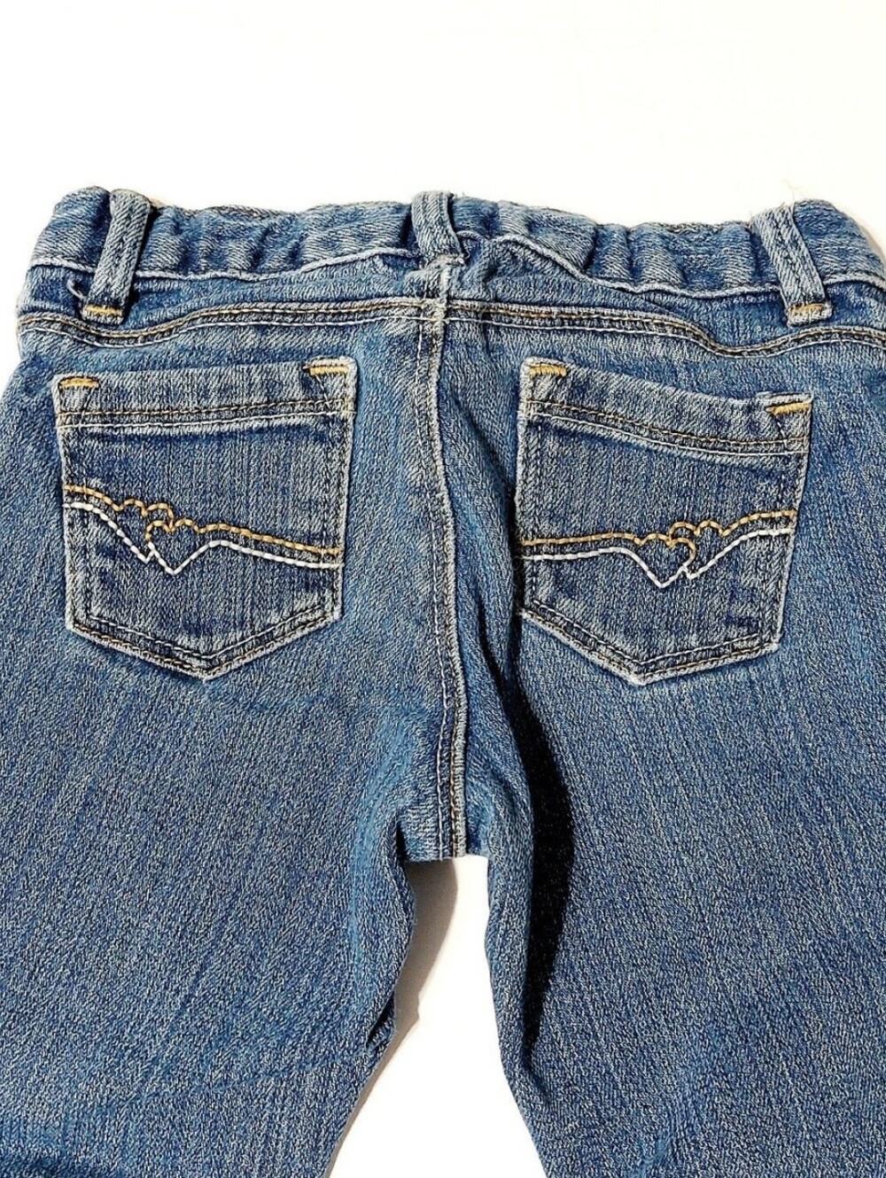 Girls Size 3T Bootcut Stretch Blue Jeans Adjustable Waist Embroidered Pockets - Picture 4 of 7